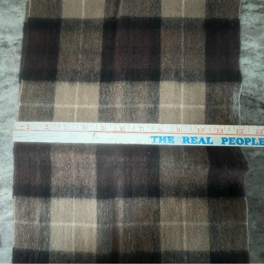 Pronto Uomo 100% Pure New Wool Chestnut Tan Brown Plaid Scarf Men